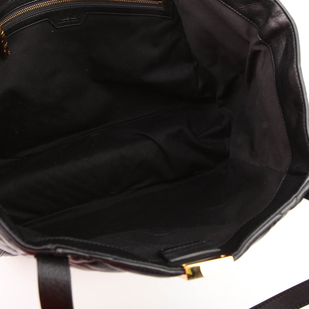 Greca Goddess Tote Leather Black
