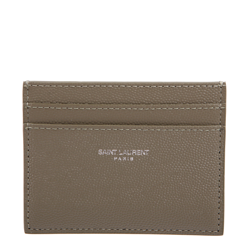SAINT LAURENT 375946 Paris Grain Leather Card Holder Green