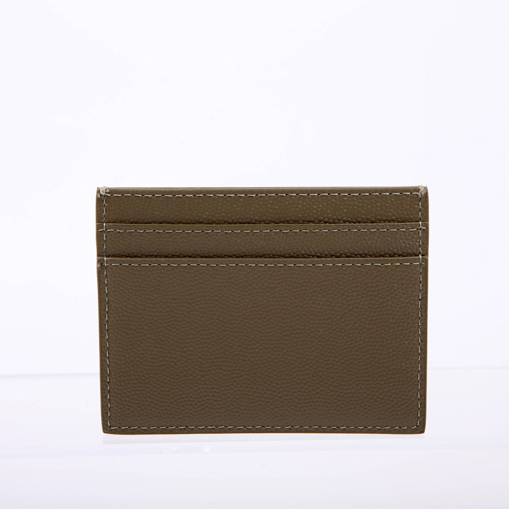 SAINT LAURENT 375946 Paris Grain Leather Card Holder Green