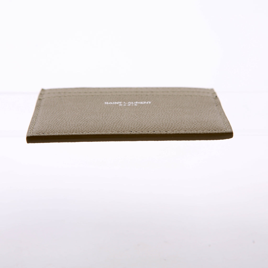 SAINT LAURENT 375946 Paris Grain Leather Card Holder Green