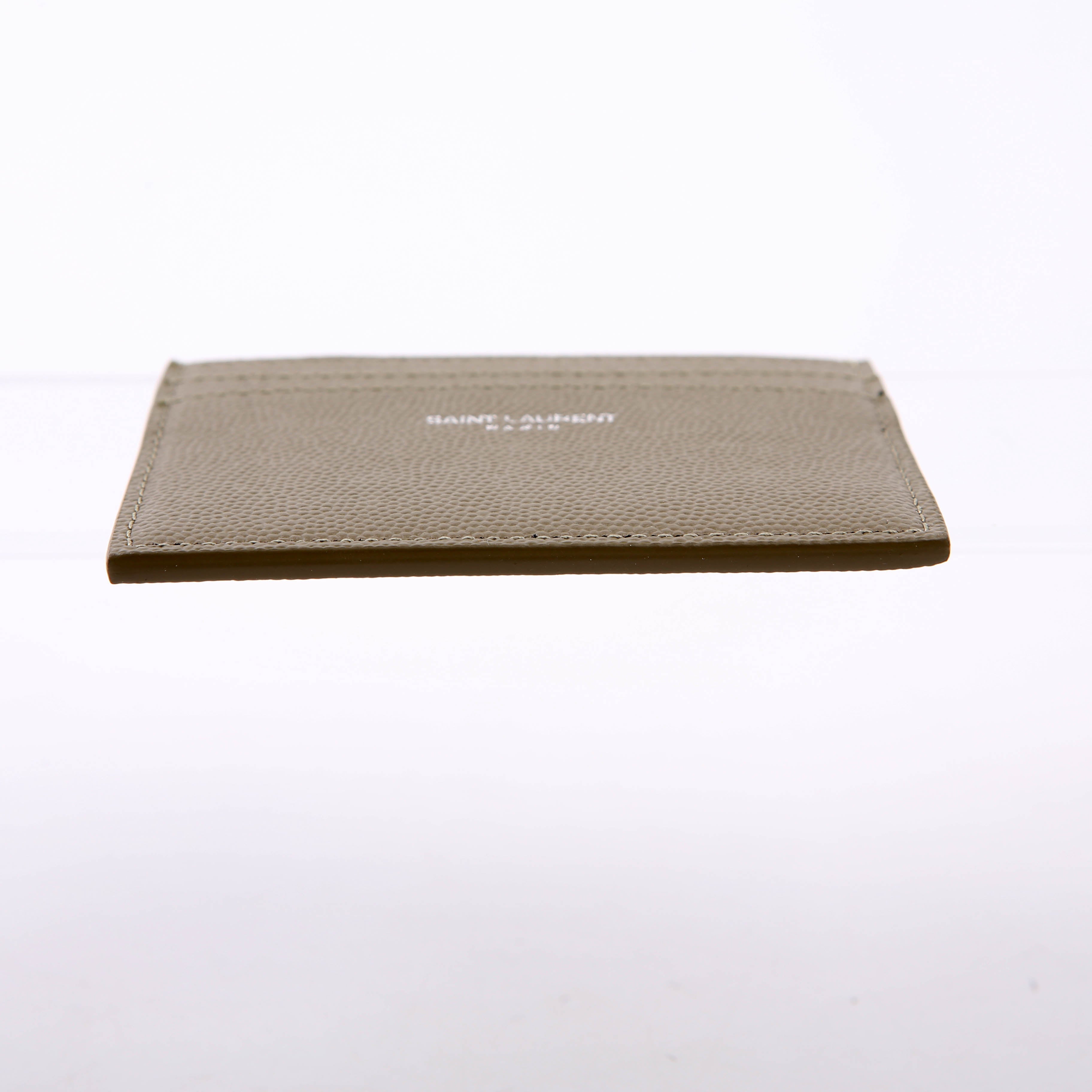 SAINT LAURENT 375946 Paris Grain Leather Card Holder Green