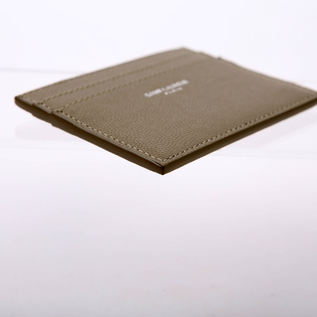 SAINT LAURENT 375946 Paris Grain Leather Card Holder Green
