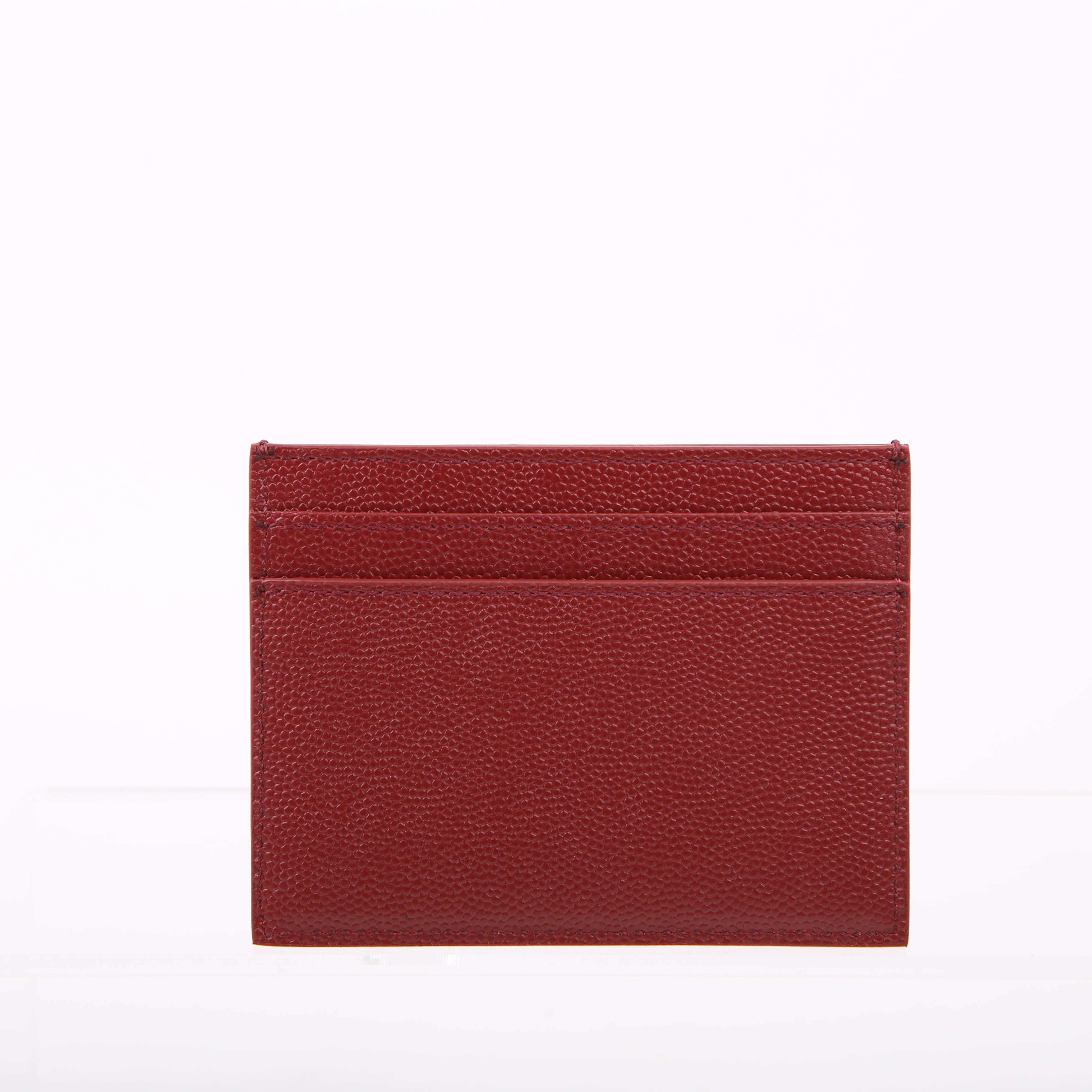 375946 Paris Grain Leather Card Holder Burgundy