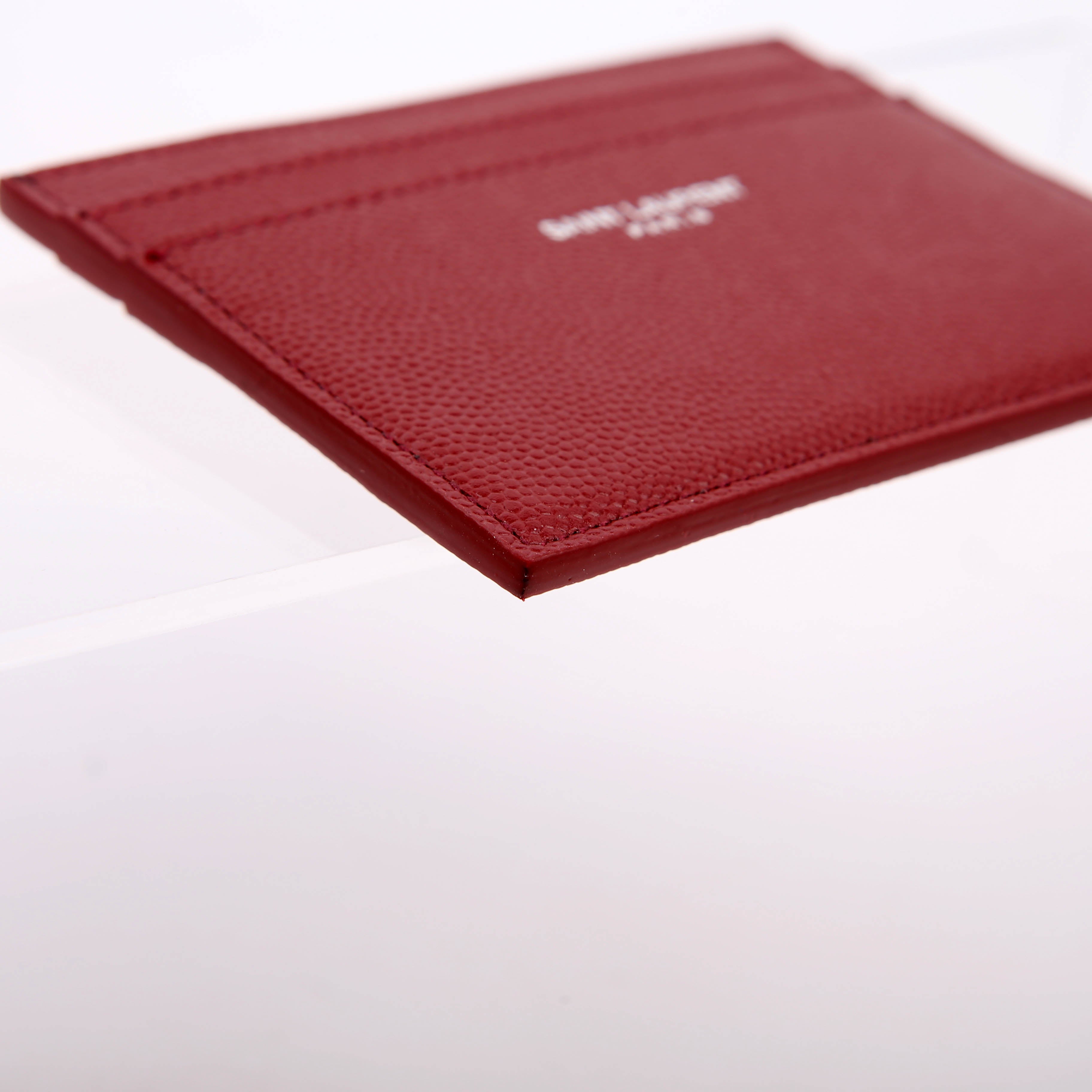 375946 Paris Grain Leather Card Holder Burgundy