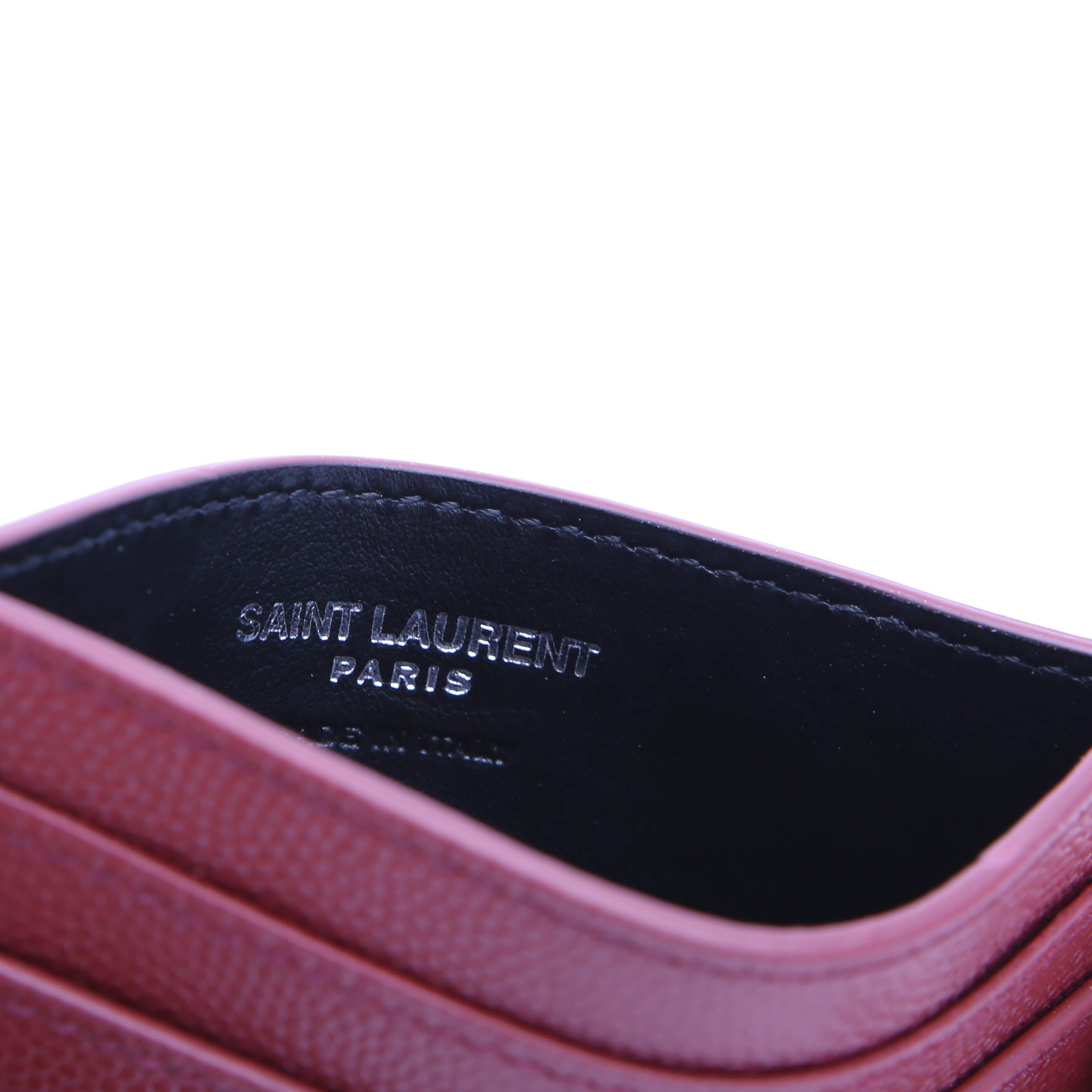 375946 Paris Grain Leather Card Holder Burgundy