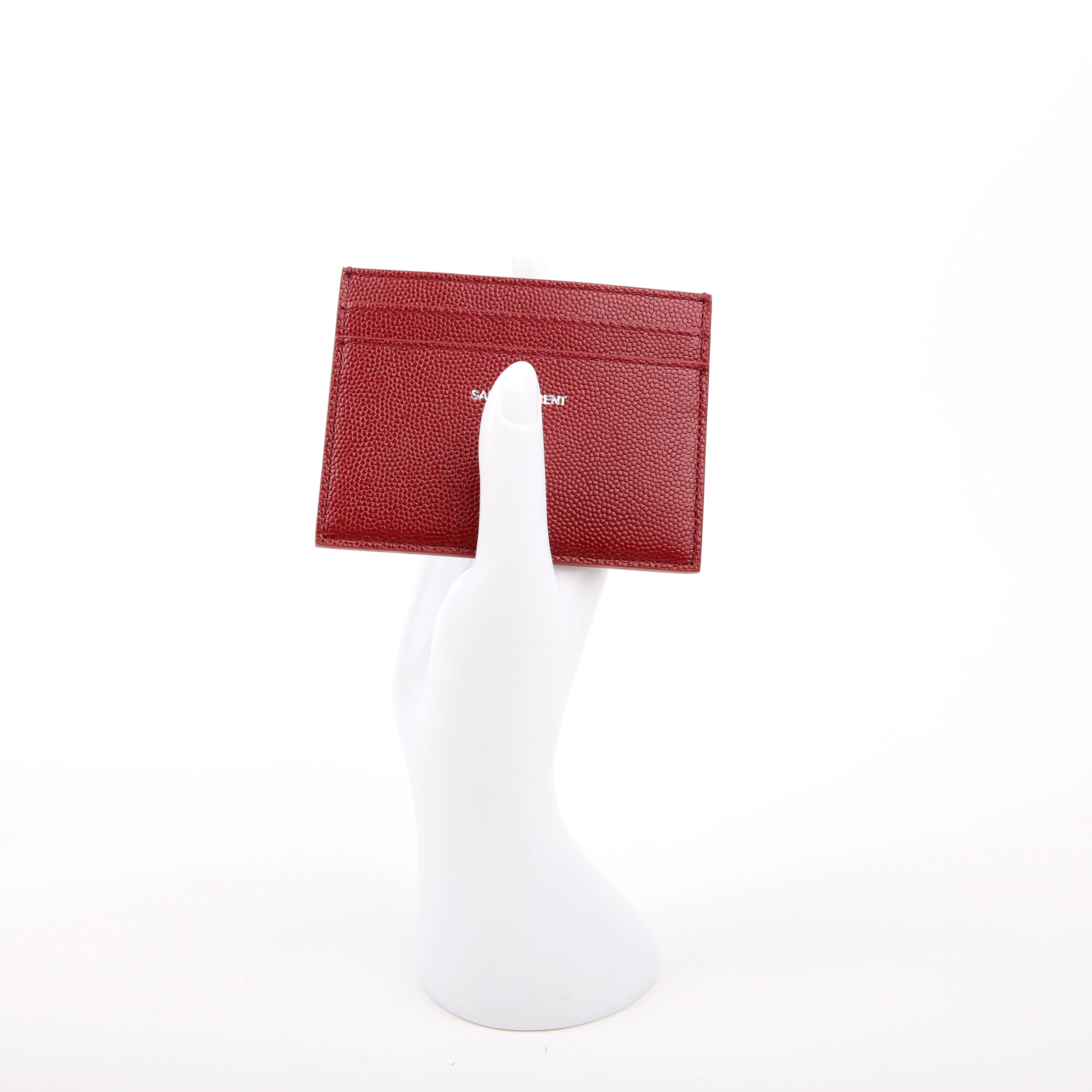 375946 Paris Grain Leather Card Holder Burgundy