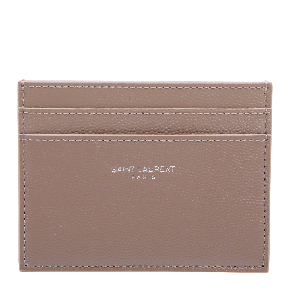 375946 Paris Grain Leather Card Holder Taupe