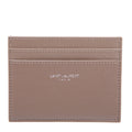 375946 Paris Grain Leather Card Holder Taupe