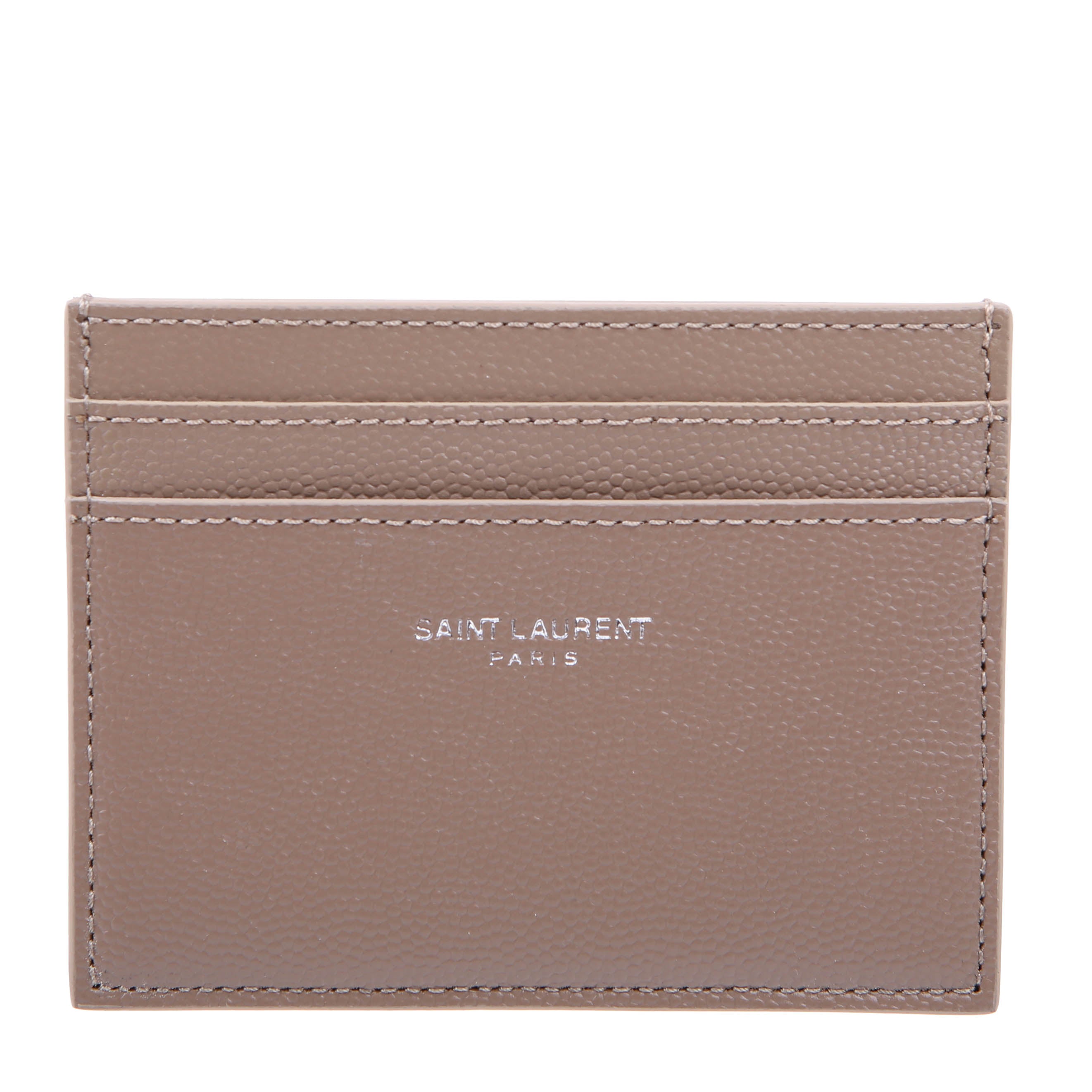 375946 Paris Grain Leather Card Holder Taupe