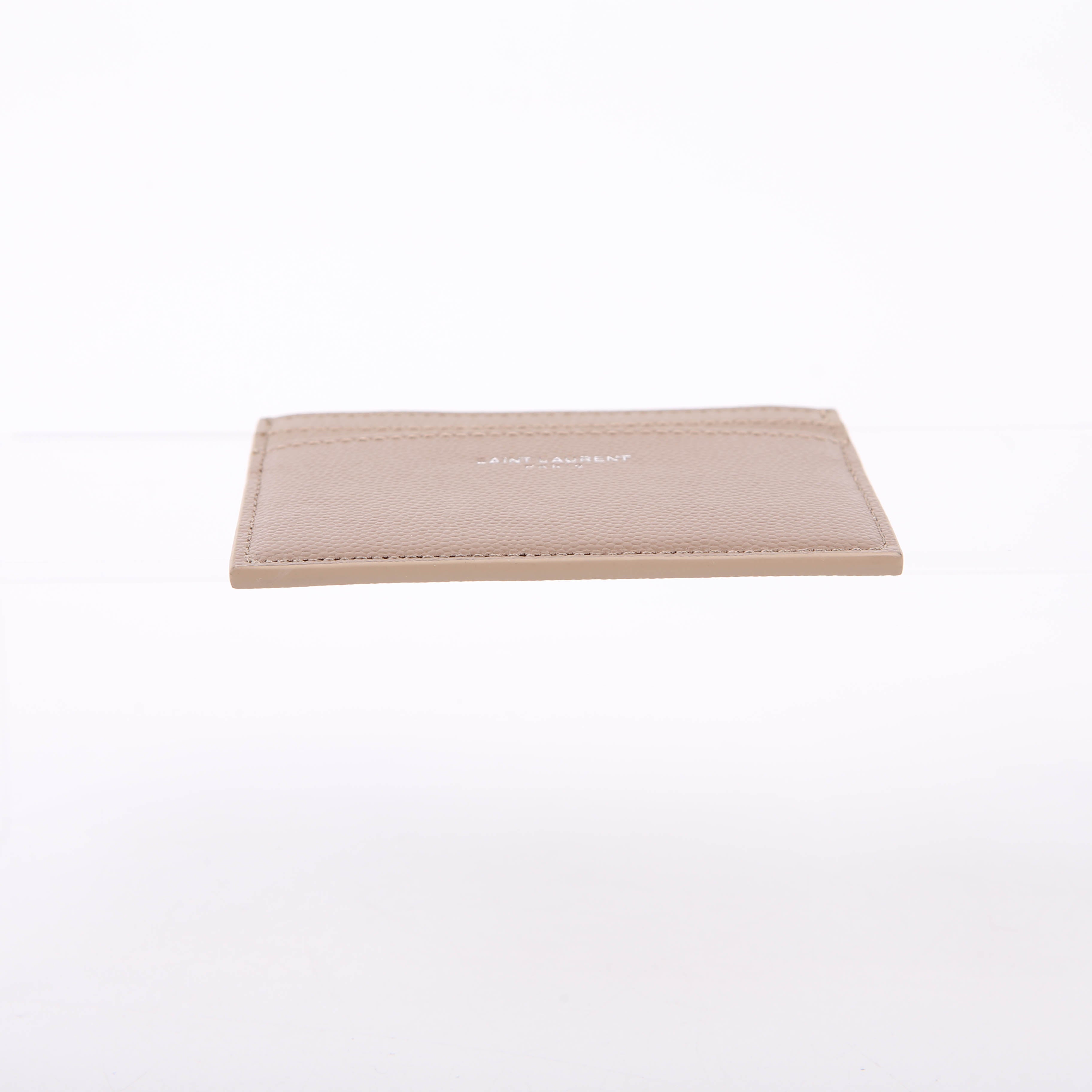 375946 Paris Grain Leather Card Holder Taupe