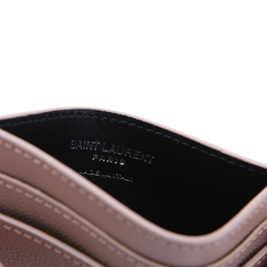 375946 Paris Grain Leather Card Holder Taupe