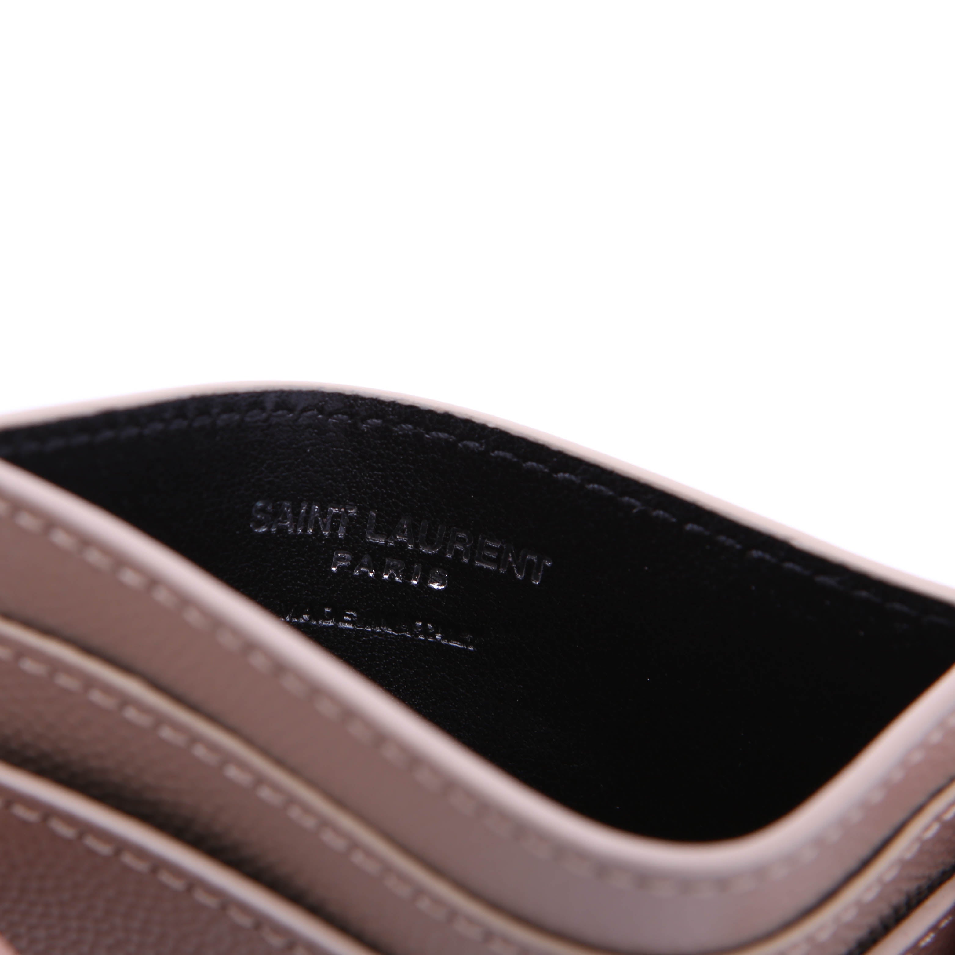 375946 Paris Grain Leather Card Holder Taupe