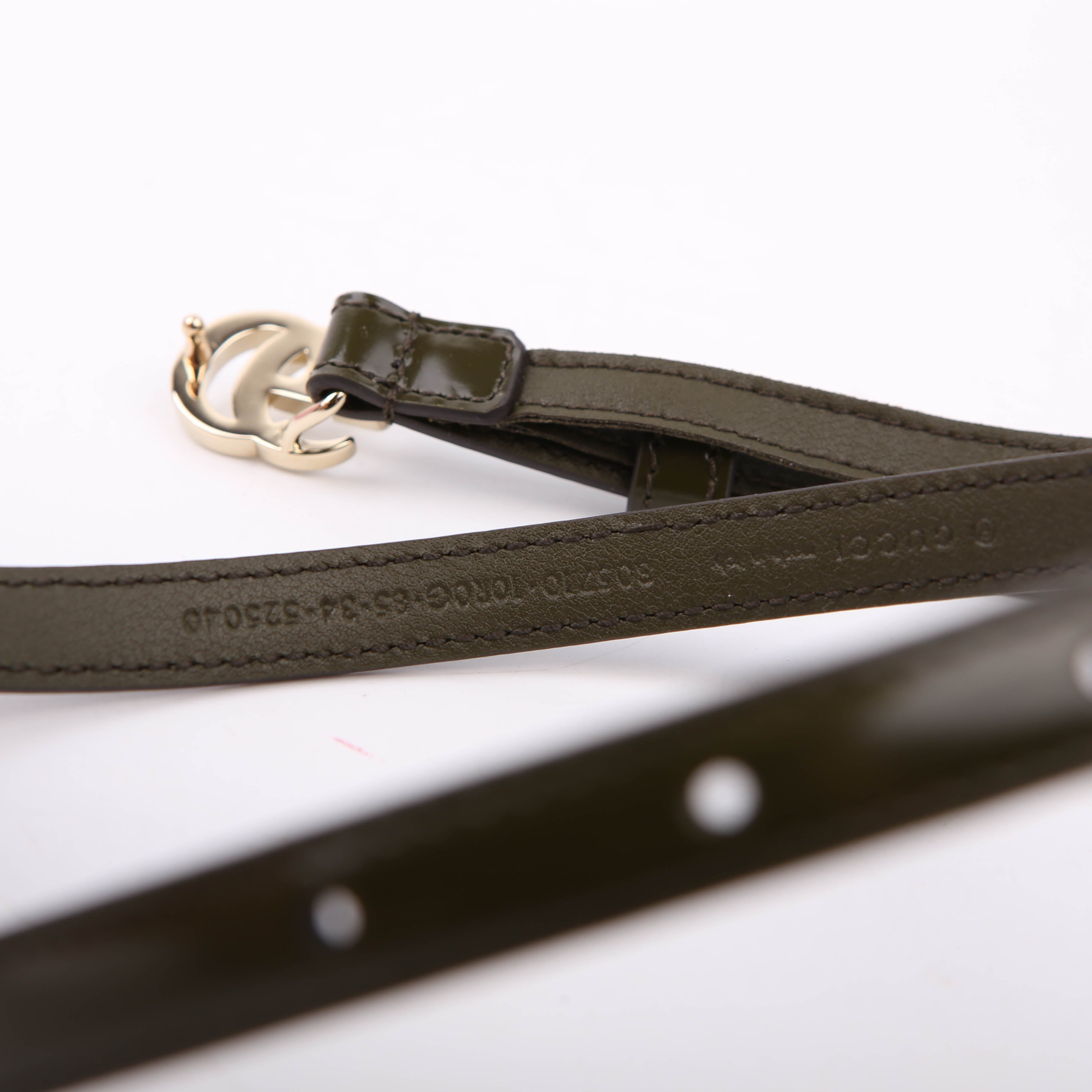 Gucci 805710 GG Marmont Thin Patent Belt Size 85/34 Green