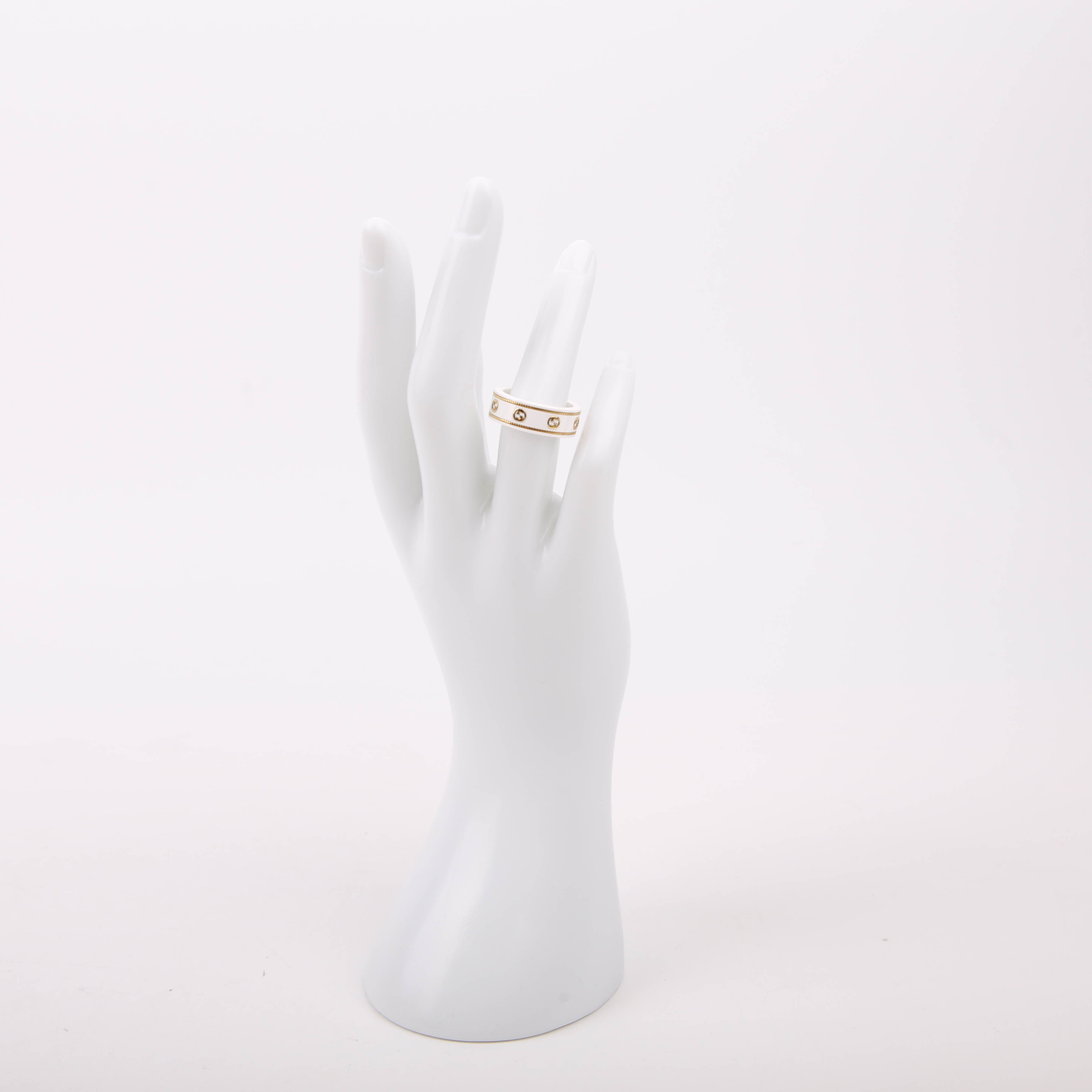 Gucci Icon GG Band Ring 18K Gold Size 6.75 White