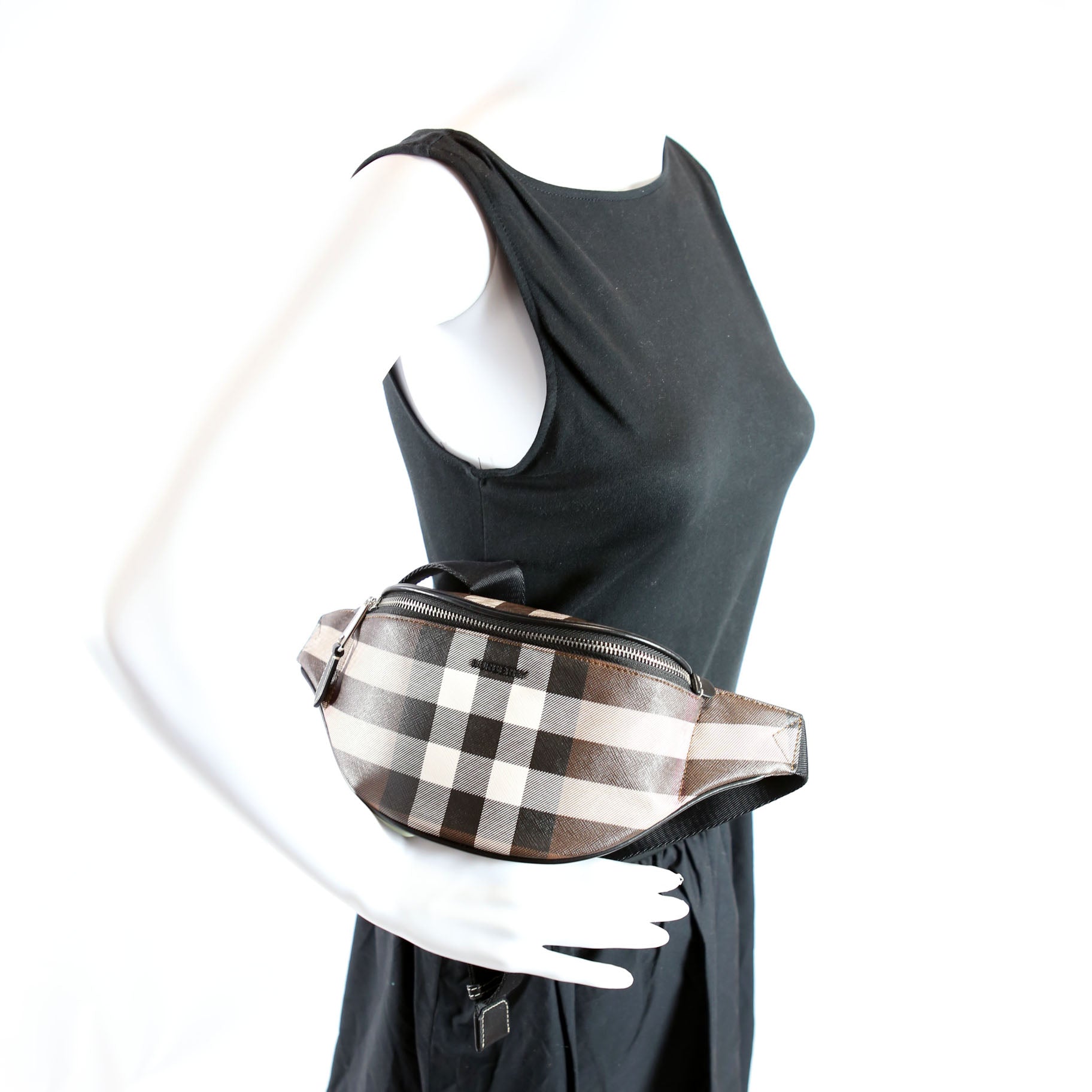 Cason Mini E-Canvas Check Belt Bag