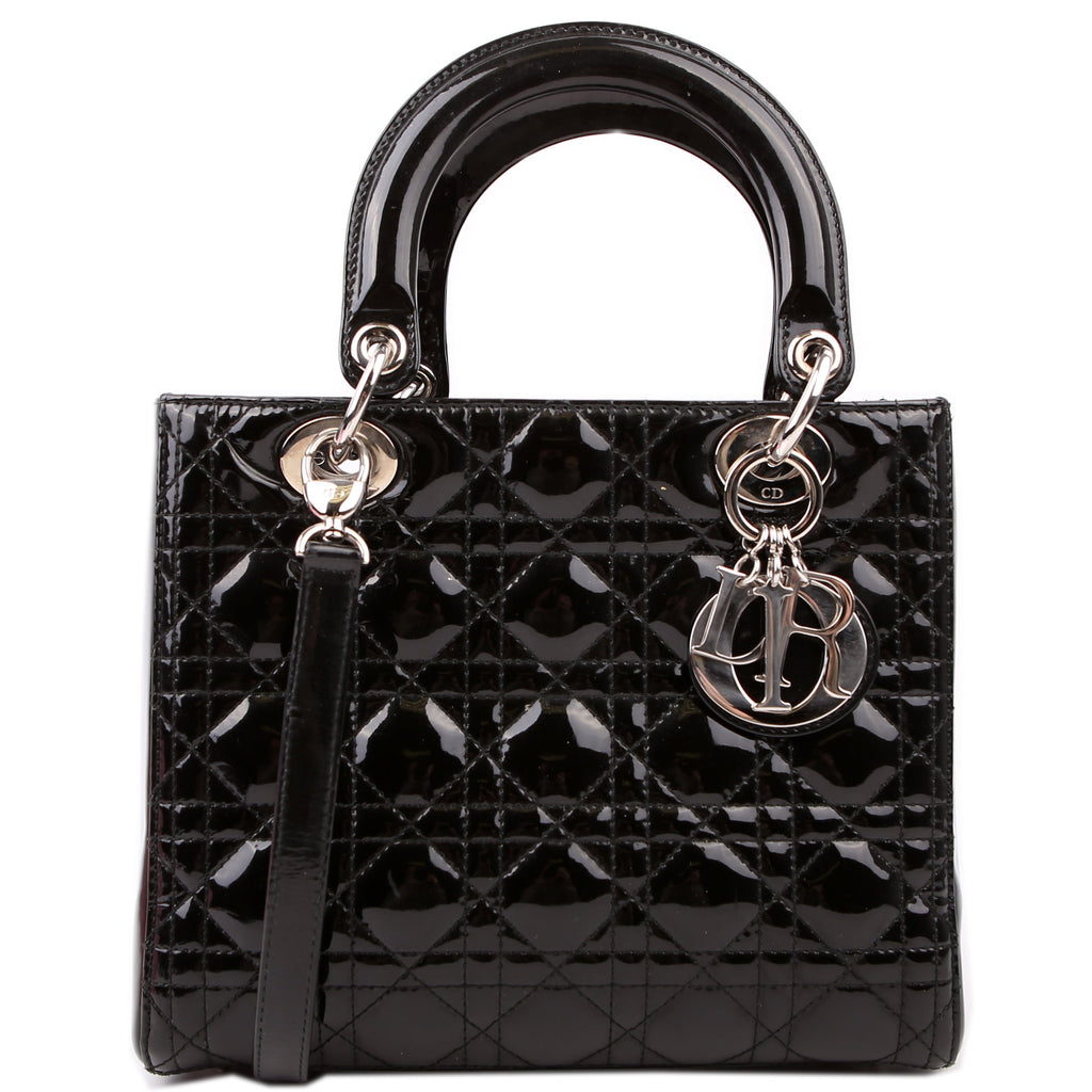 Lady Dior Medium Patent Black