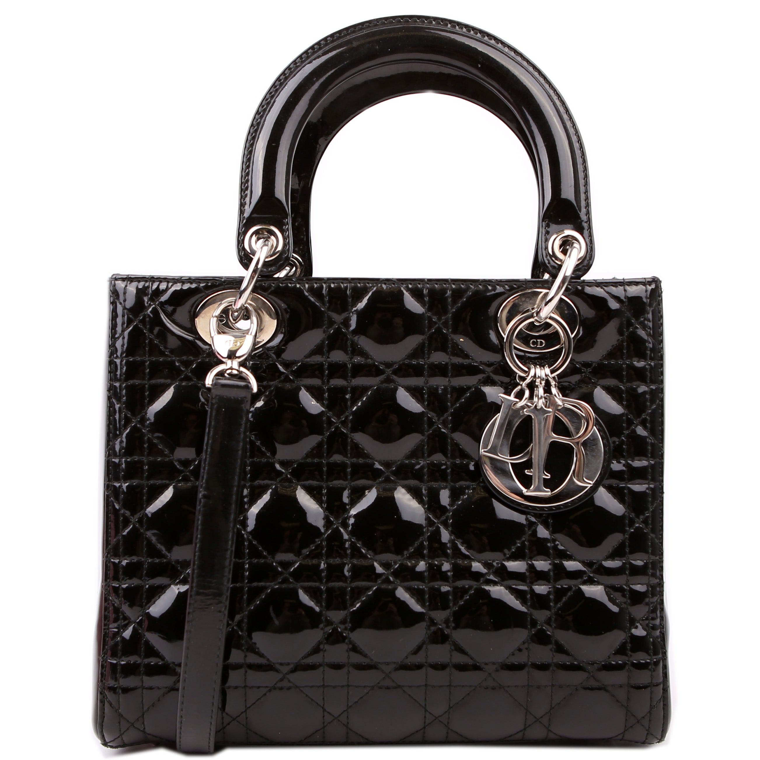 Lady Dior Medium Patent Black