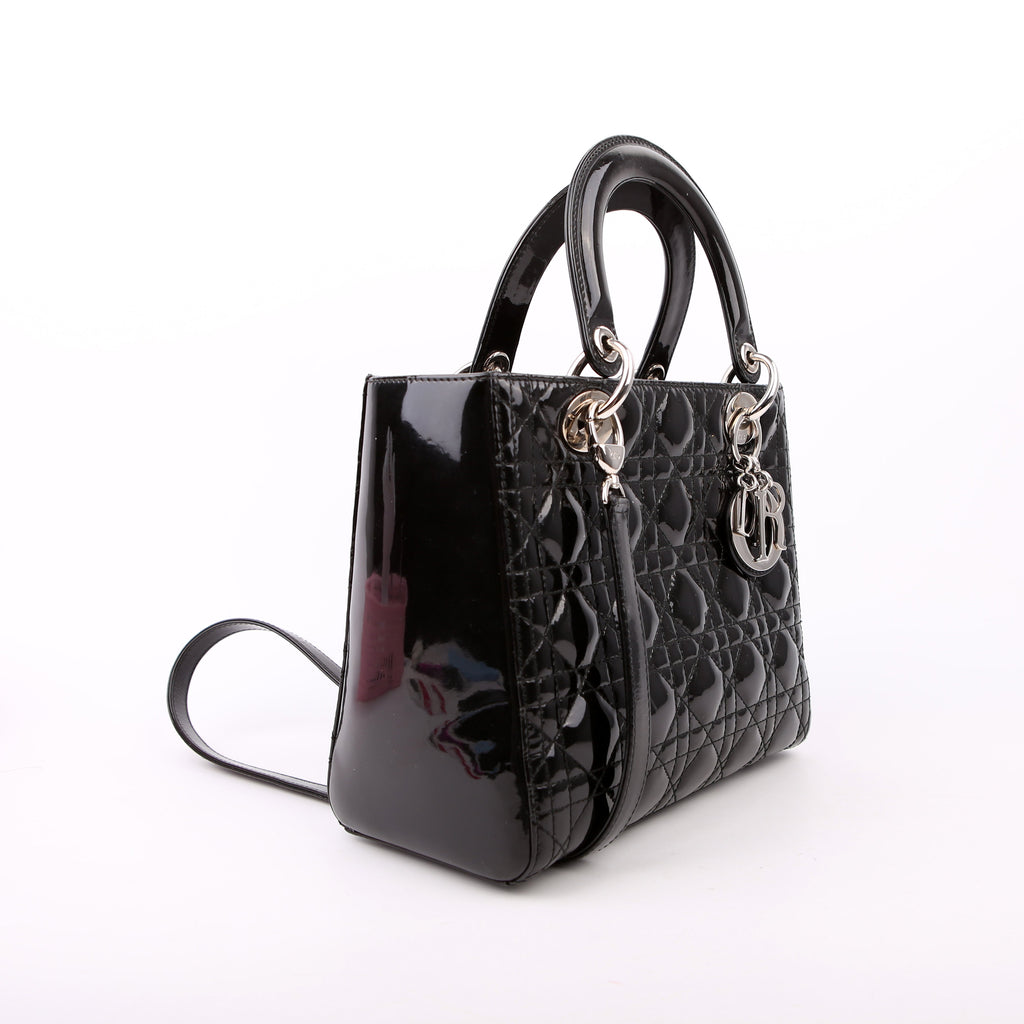 Lady Dior Medium Patent Black