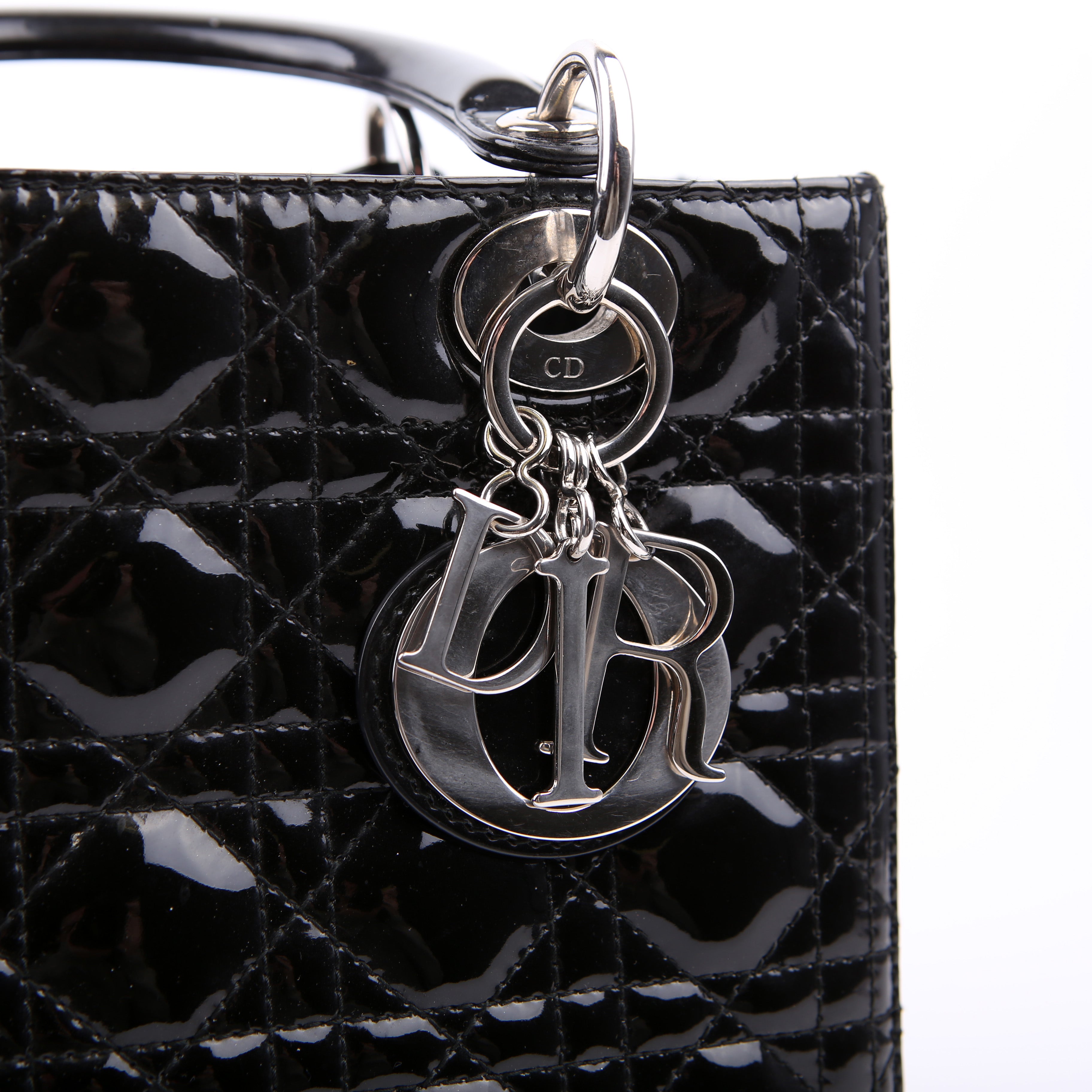 Lady Dior Medium Patent Black