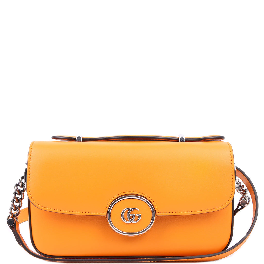 Gucci 739722 GG Petite Mini Shoulder Bag Calfskin Orange