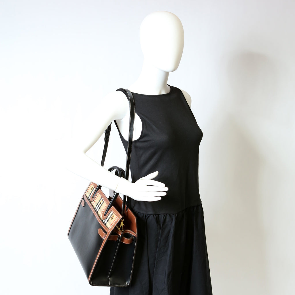 Title Vintage Check Medium Tote Black/Brown