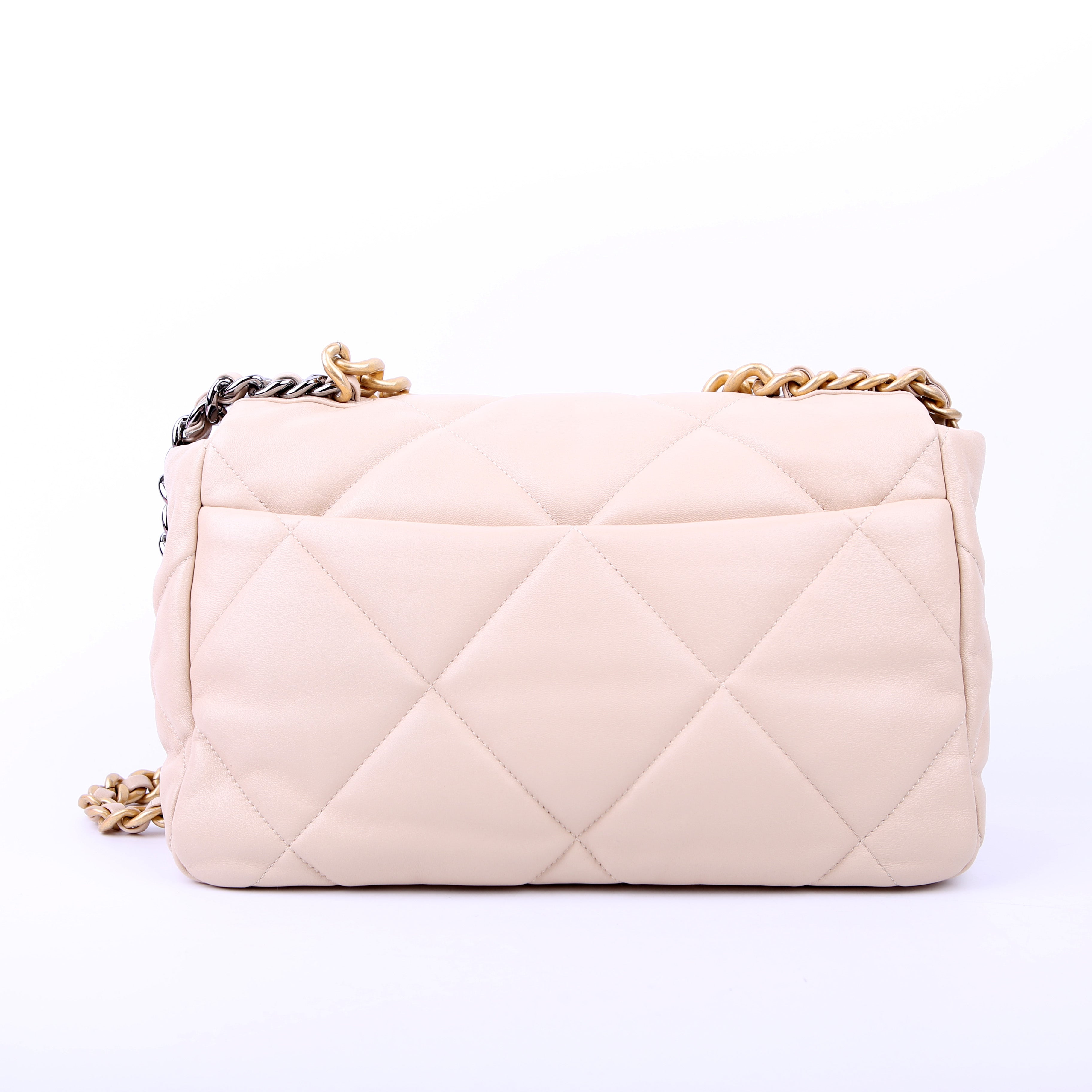 Quilted Goatskin 19 Large Flap RFID Beige