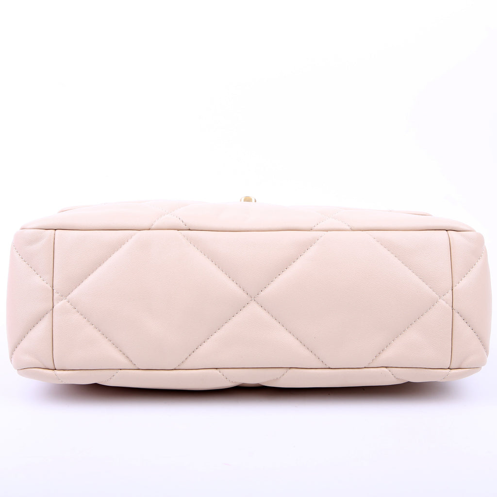 Quilted Goatskin 19 Large Flap RFID Beige