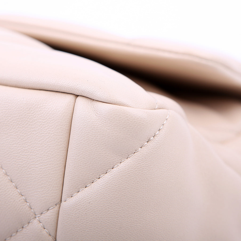 Quilted Goatskin 19 Large Flap RFID Beige