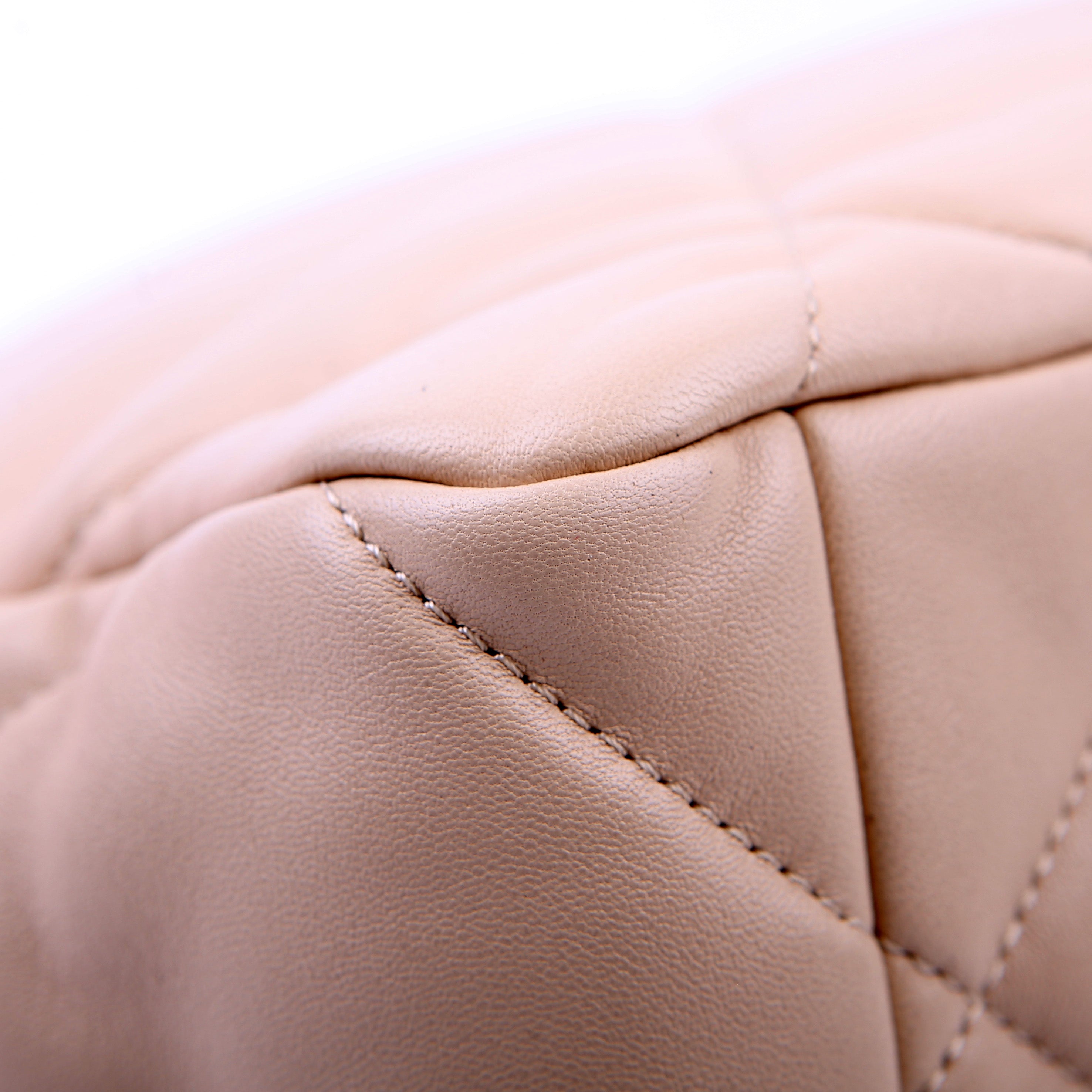 Quilted Goatskin 19 Large Flap RFID Beige