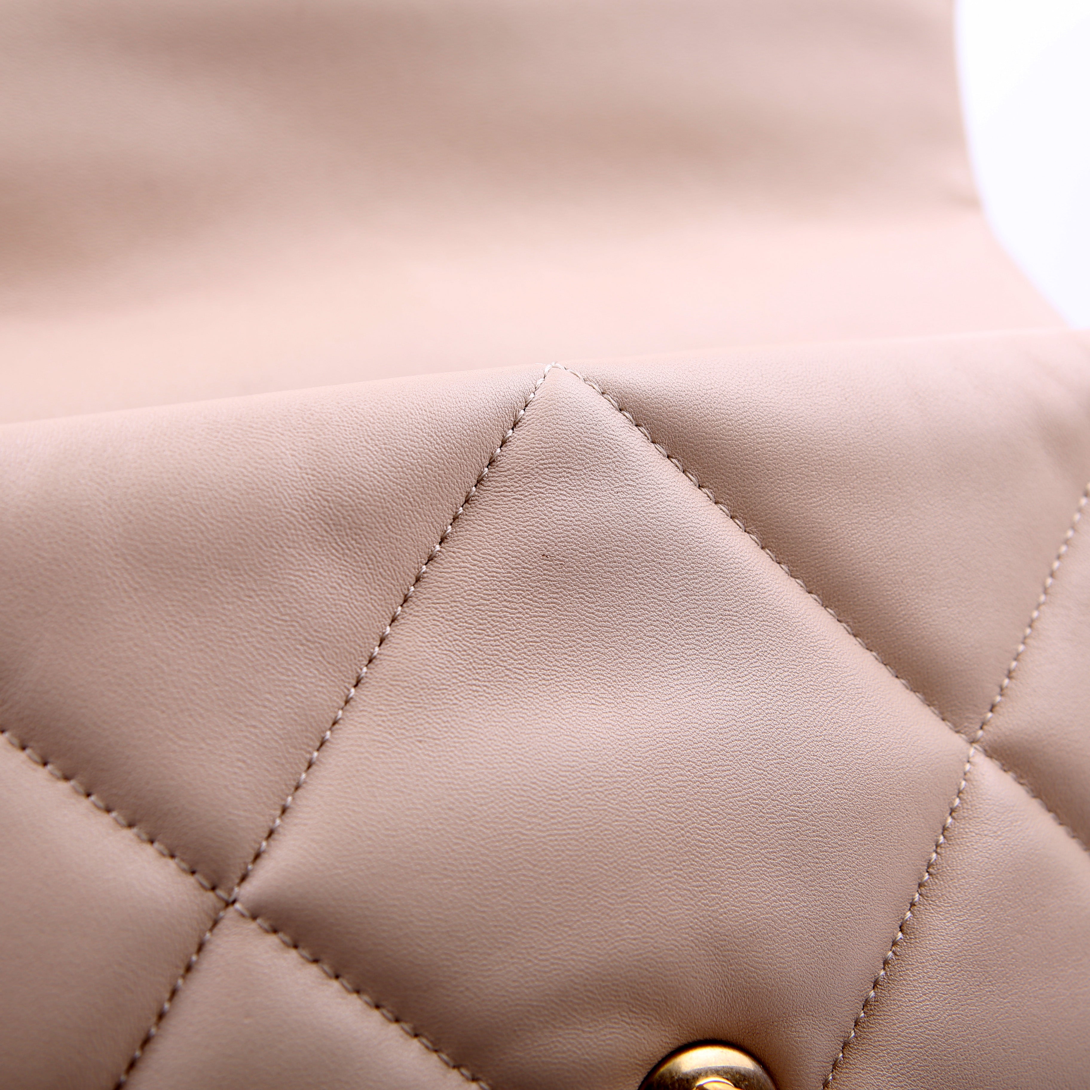 Quilted Goatskin 19 Large Flap RFID Beige