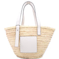 Raffia Basket Tote Small White