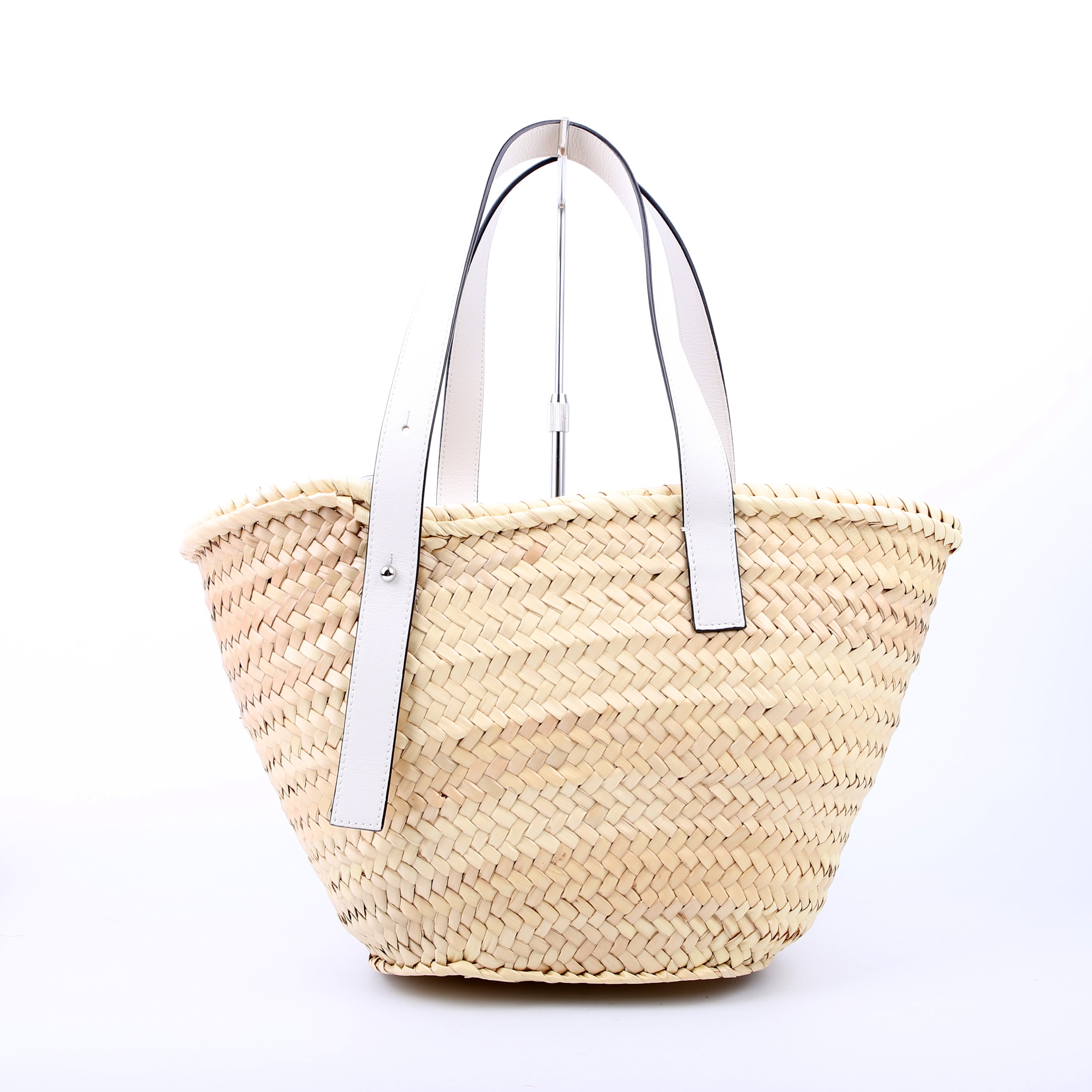 Raffia Basket Tote Small White