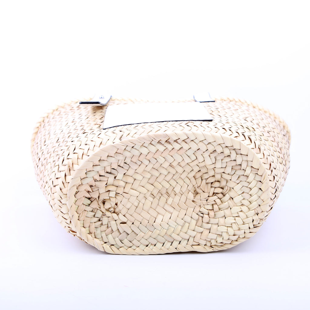 Raffia Basket Tote Small White
