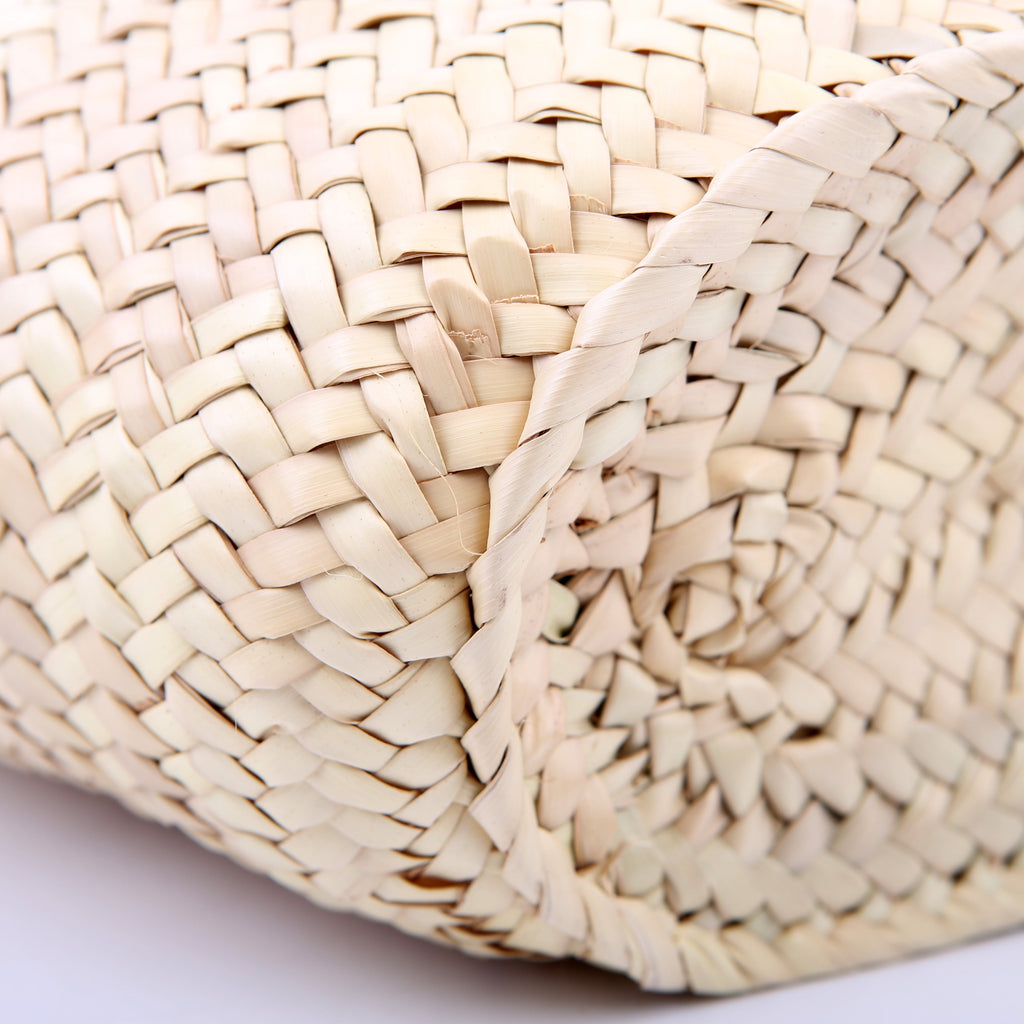 Raffia Basket Tote Small White