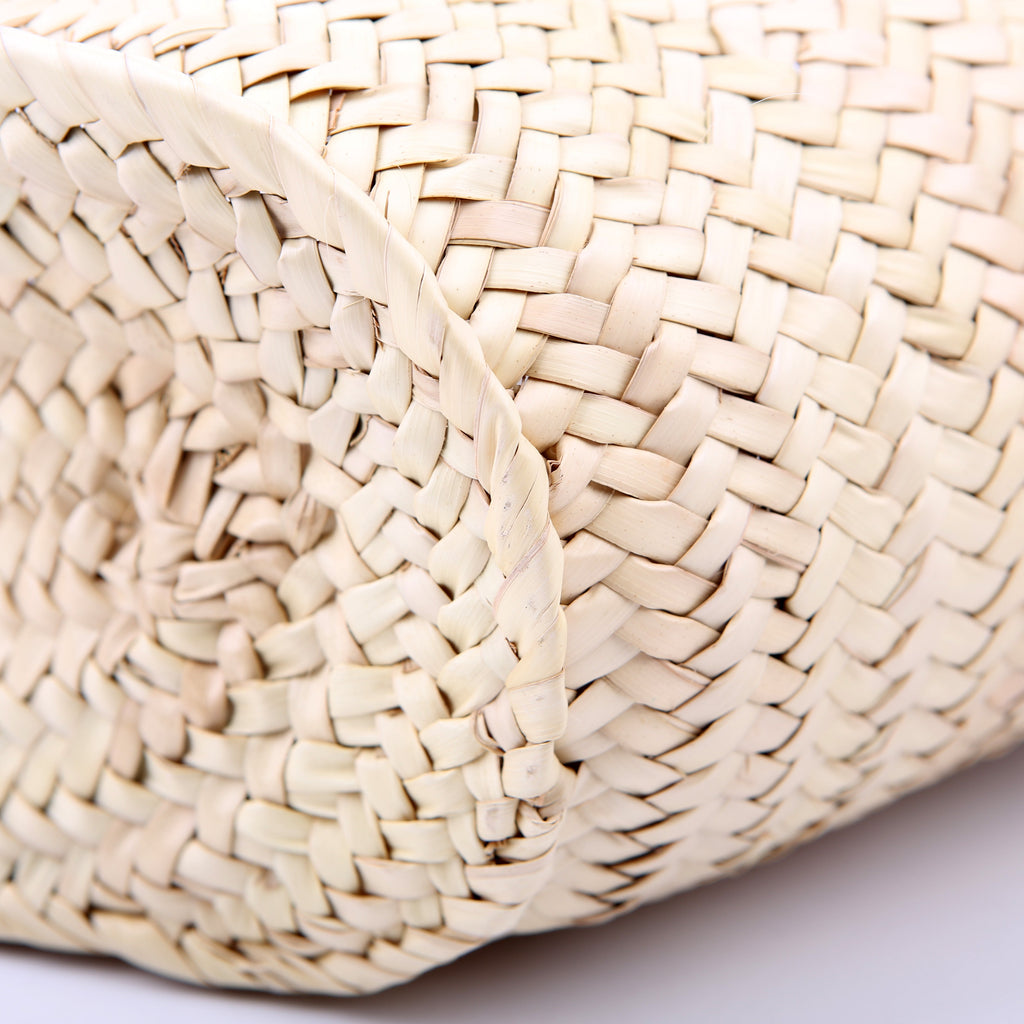 Raffia Basket Tote Small White