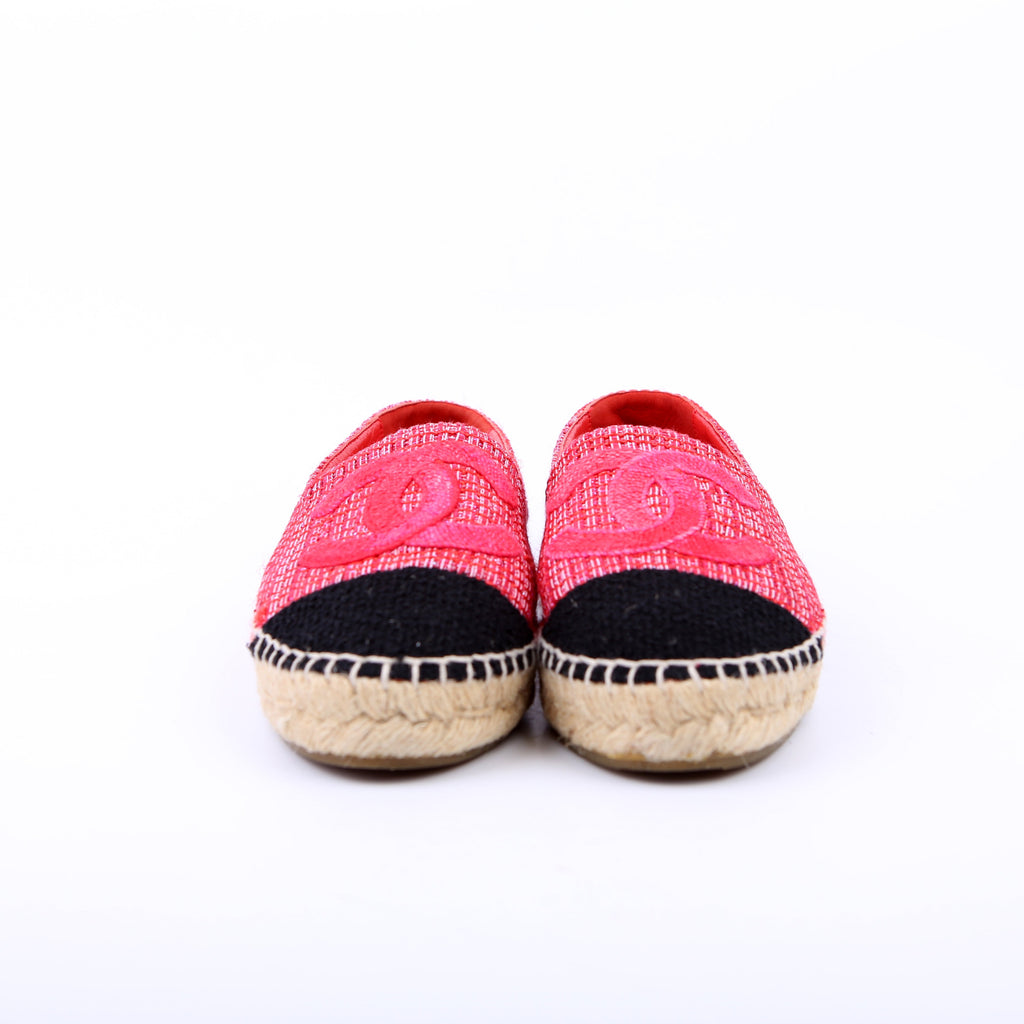 Tweed CC Espadrilles Size 36 Pink/Red