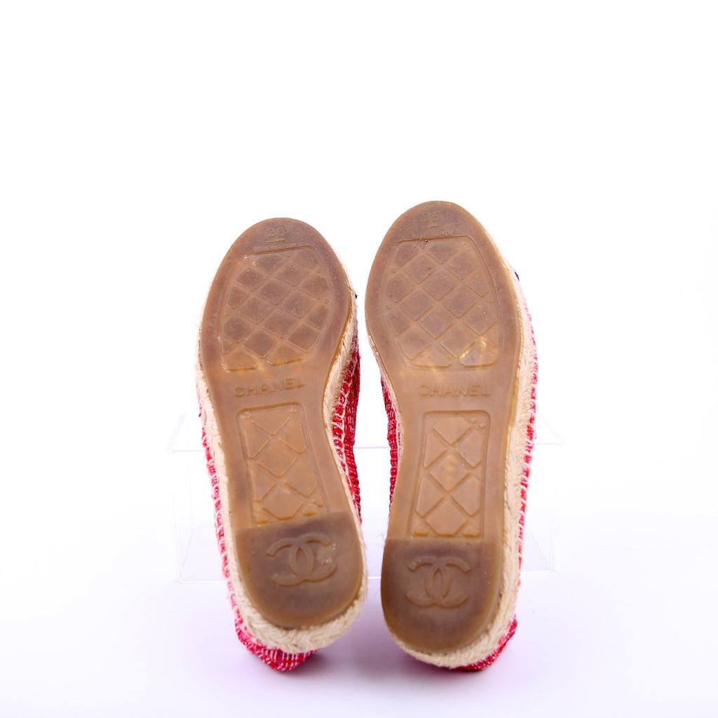 Tweed CC Espadrilles Size 36 Pink/Red