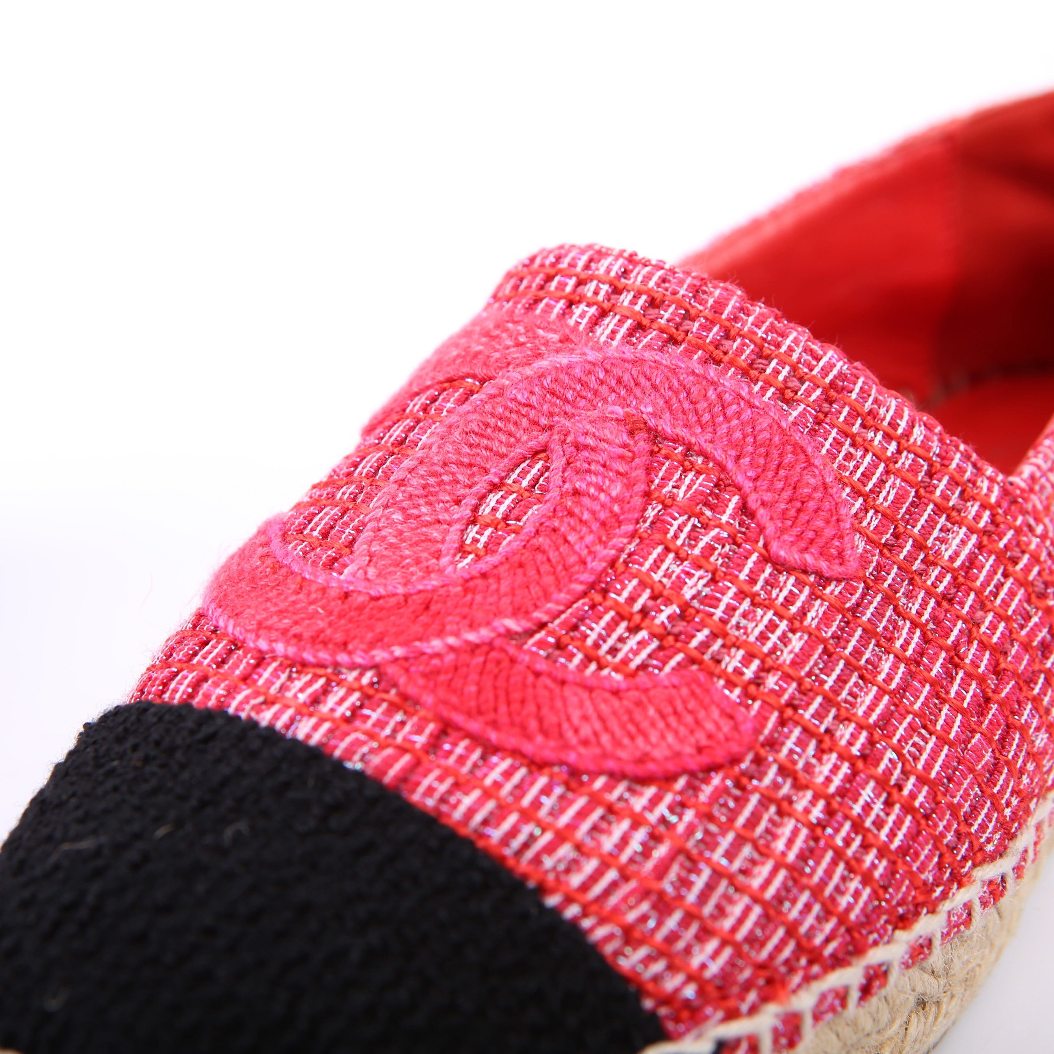 Tweed CC Espadrilles Size 36 Pink/Red