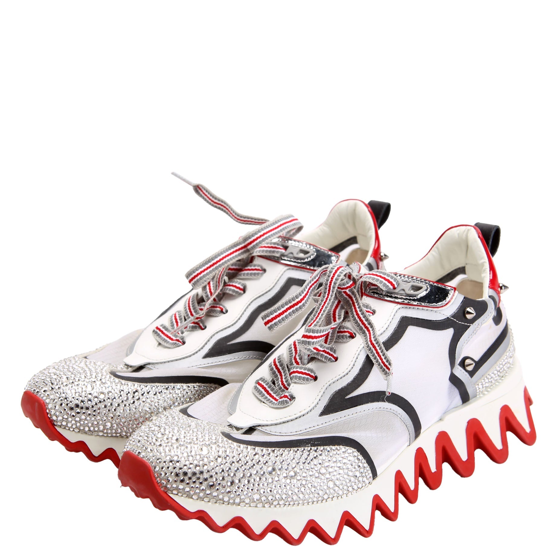 Sharkina Strass Flat Sneakers Size 38.5 Red/White
