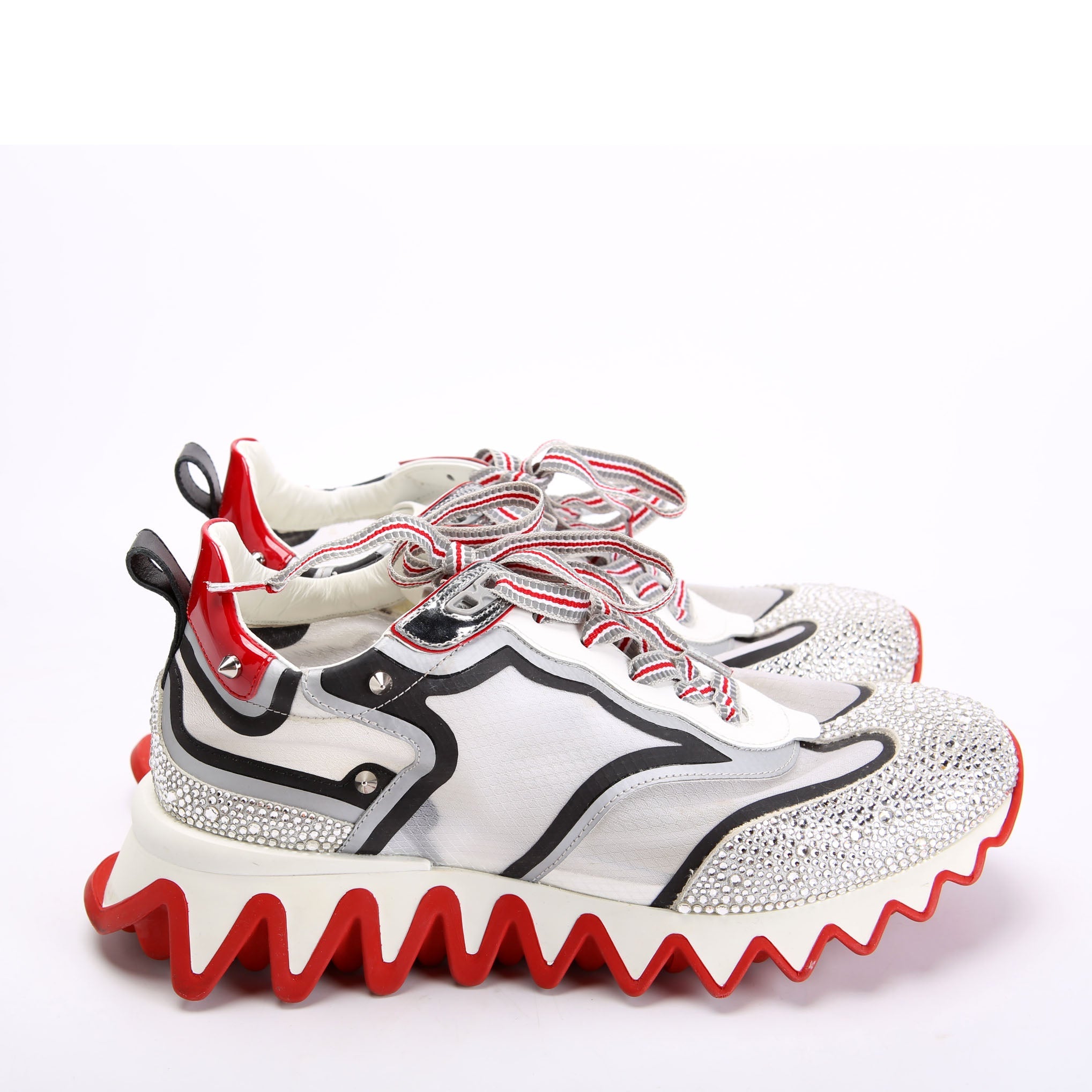 Sharkina Strass Flat Sneakers Size 38.5 Red/White