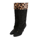 Suede Ponyhair Heel Boots Size 38 Leopard/Black