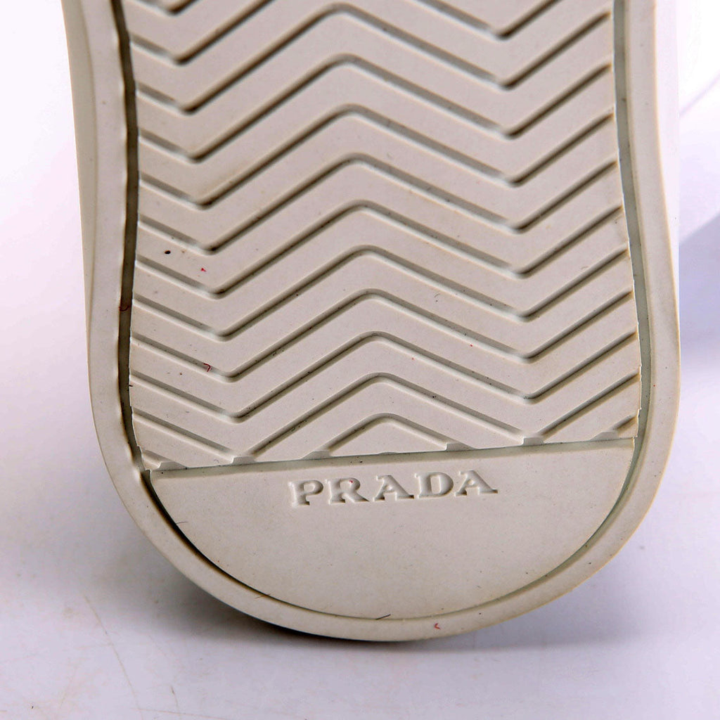 Prada Wheel Pouch Re-Nylon High Top Sneakers Size 38 White
