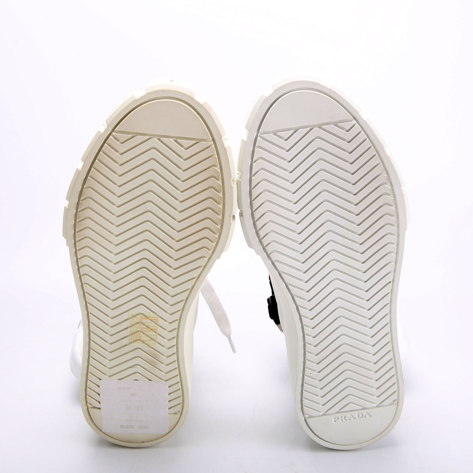 Prada Wheel Pouch Re-Nylon High Top Sneakers Size 38 White