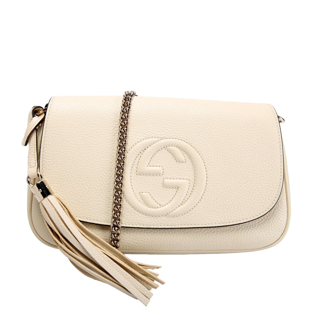 536224 Soho Chain Tassel Flap Cream