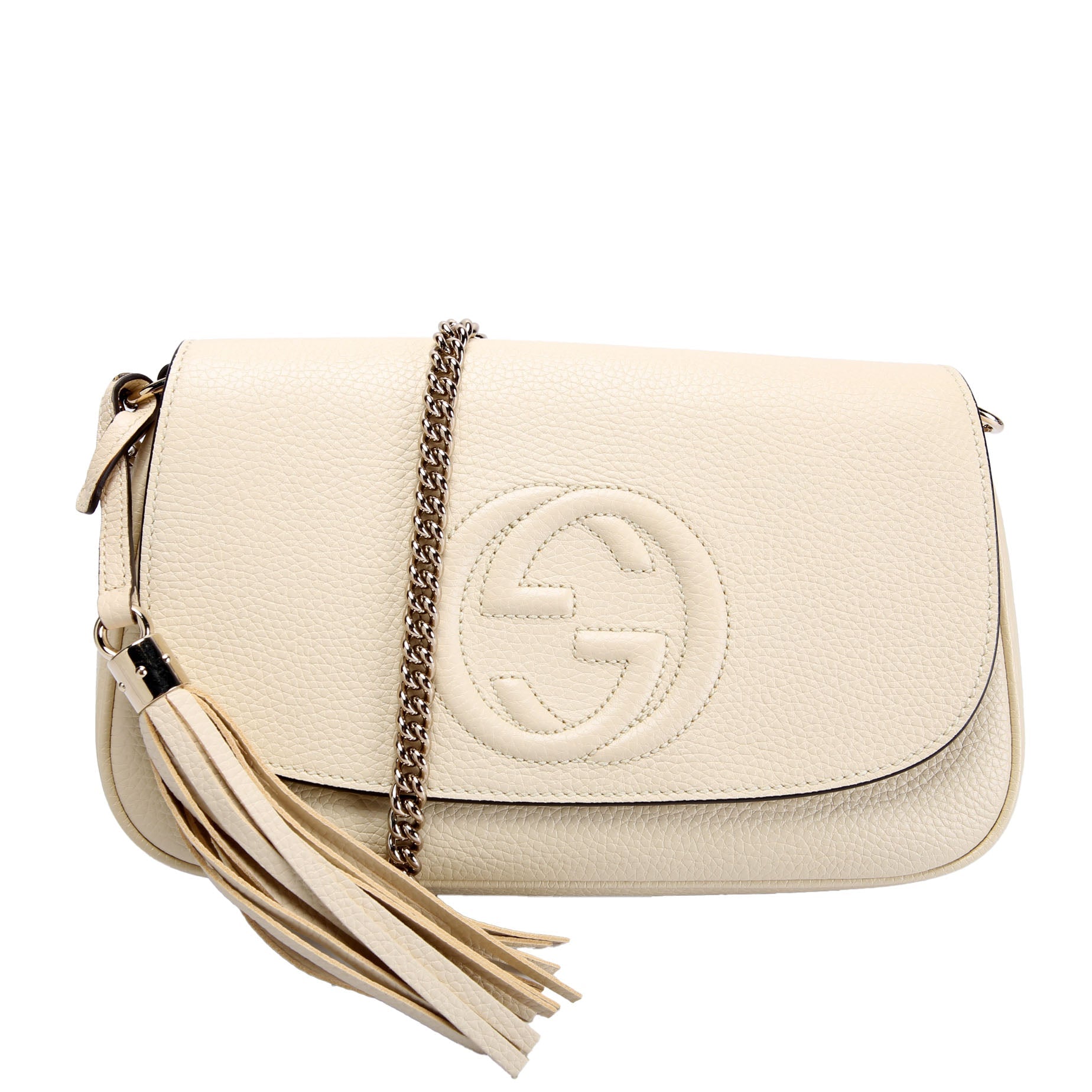 536224 Soho Chain Tassel Flap Cream