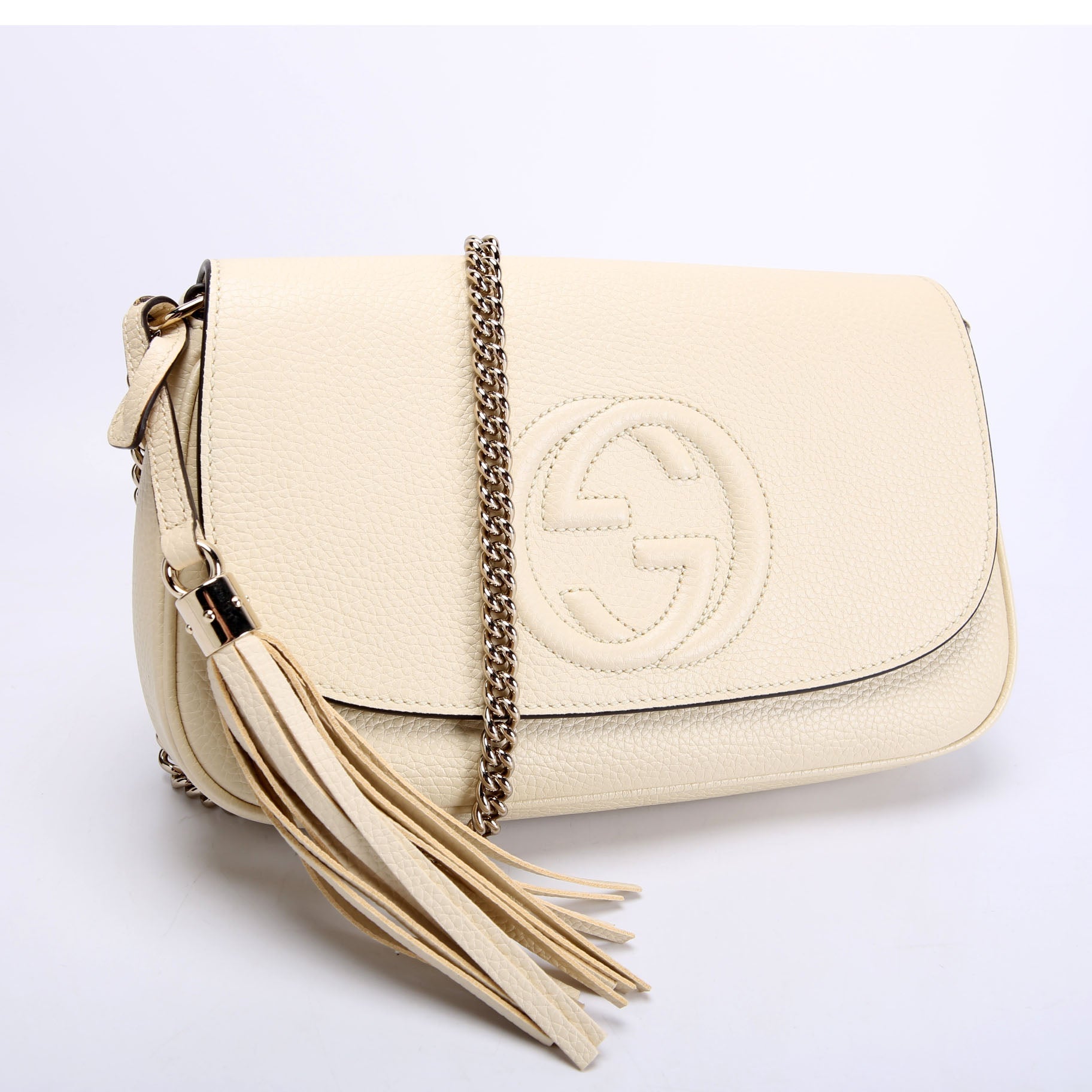 536224 Soho Chain Tassel Flap Cream