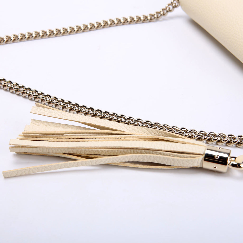 536224 Soho Chain Tassel Flap Cream