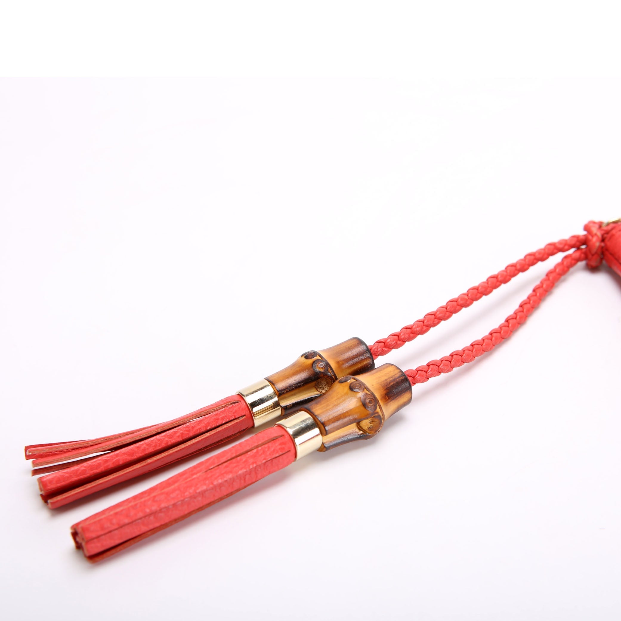 376858 Bamboo Tassel Zip Clutch Red