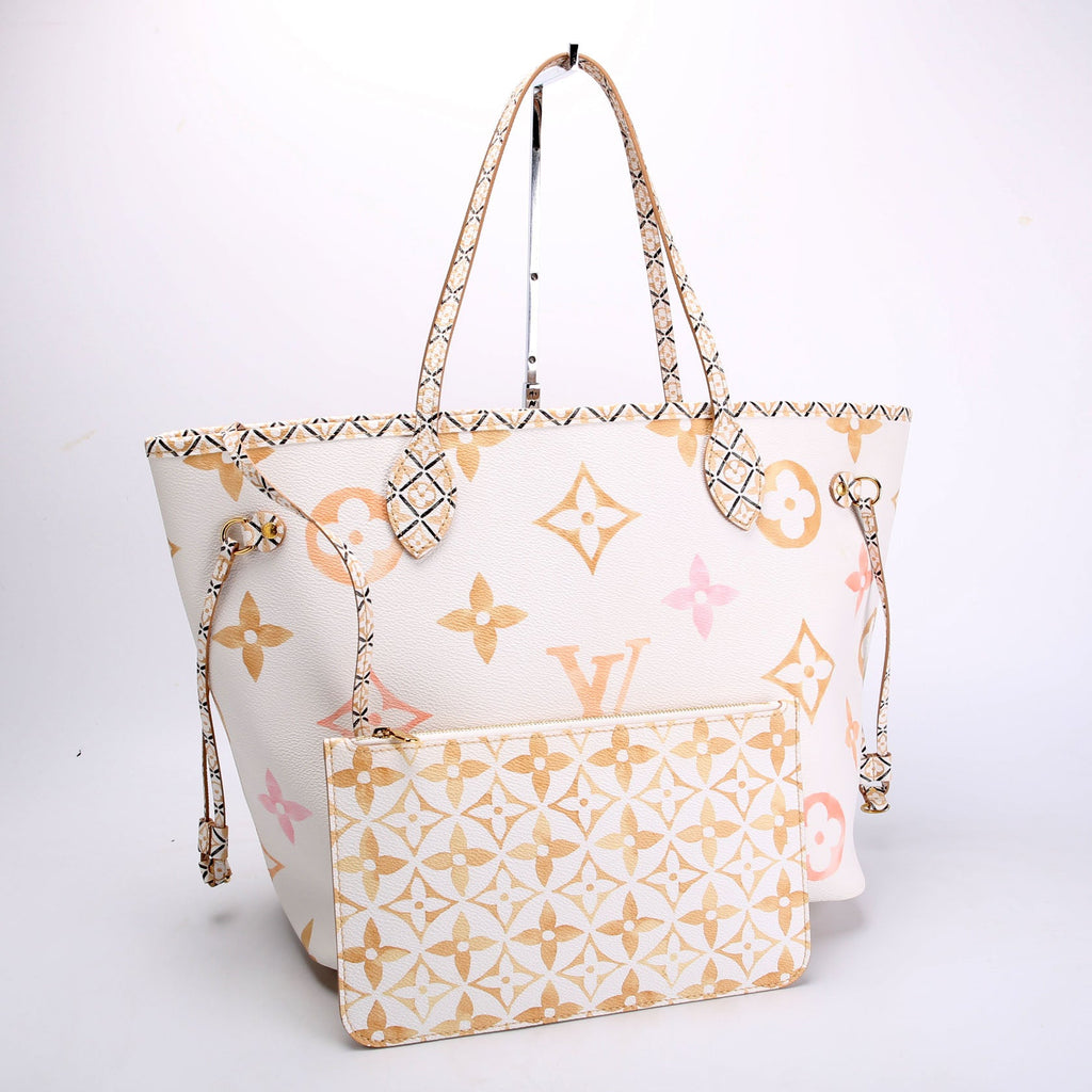 Neverfull With Wallet MM Watercolor BYTHEPOOL White/Tan