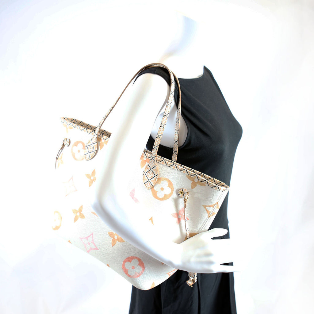 Neverfull With Wallet MM Watercolor BYTHEPOOL White/Tan